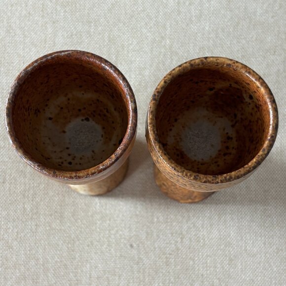 Handmade Set of 2 Pottery Wine Goblets A - Picture 3 of 4